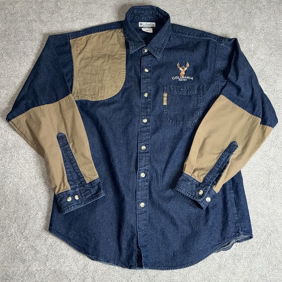 Columbia Other - Vintage Columbia Denim Patch Shooting Hunting Button Up Mens M Embroidered‎ Buck
